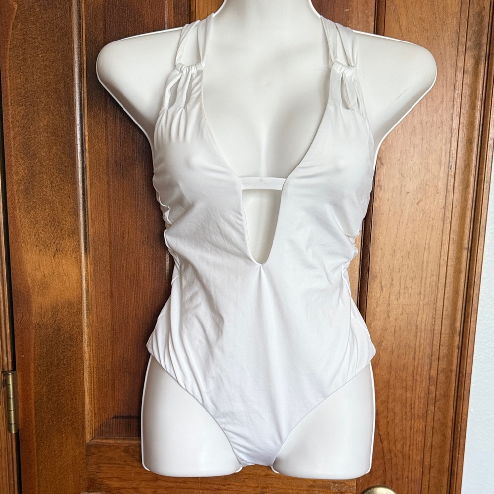 BECCA White Plunge One Piece Swimsuit